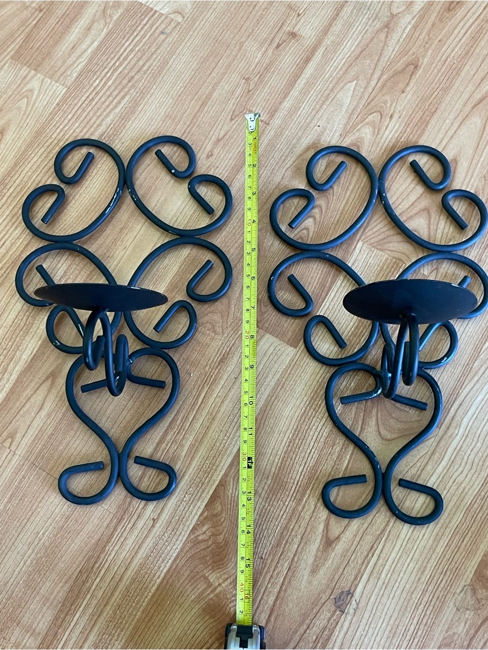 Pair of Black Decorative Metal Wall Sconce